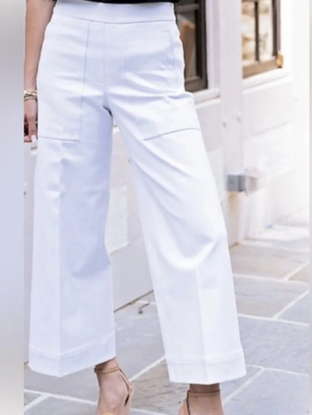 Spanx Cropped Wide-Leg White Pants.